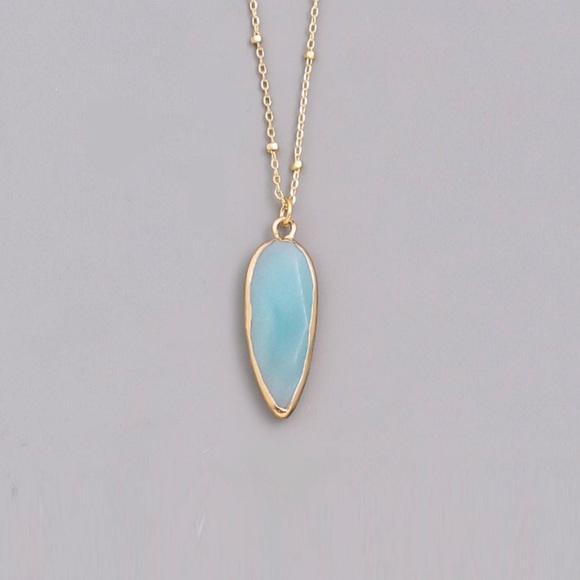 Jewelry - Amazonite Stone Pendant Gold Plated Necklace